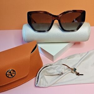 Tory Burch Black Tortoise Shell Color Sunglasses